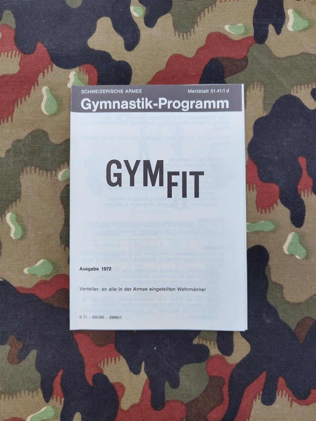 Documenti: Merkblatt 51.41/I d, Gymnastik-Programm – Usato da Bauma venduto da SwissMilitaria