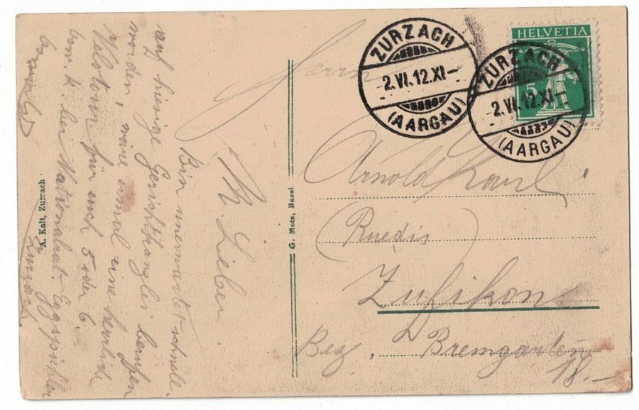 Ansichtskarten: Zurzach, gelaufen 1912 – Gebraucht aus Frauenfeld von POML 1