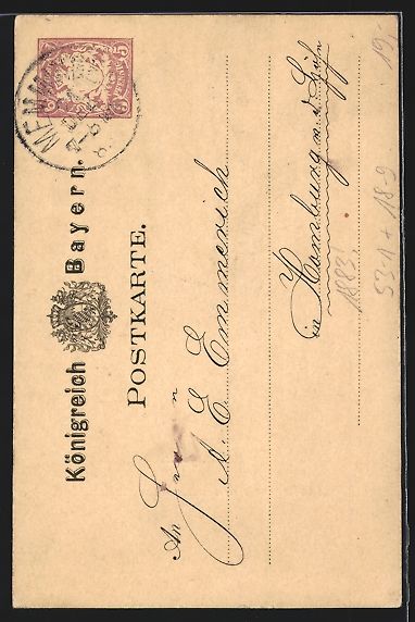 Ganzsachen: Vorläufer-AK Memmingen, 1883, Empfangsb – Gebraucht aus Berlin von bartko-reher 1