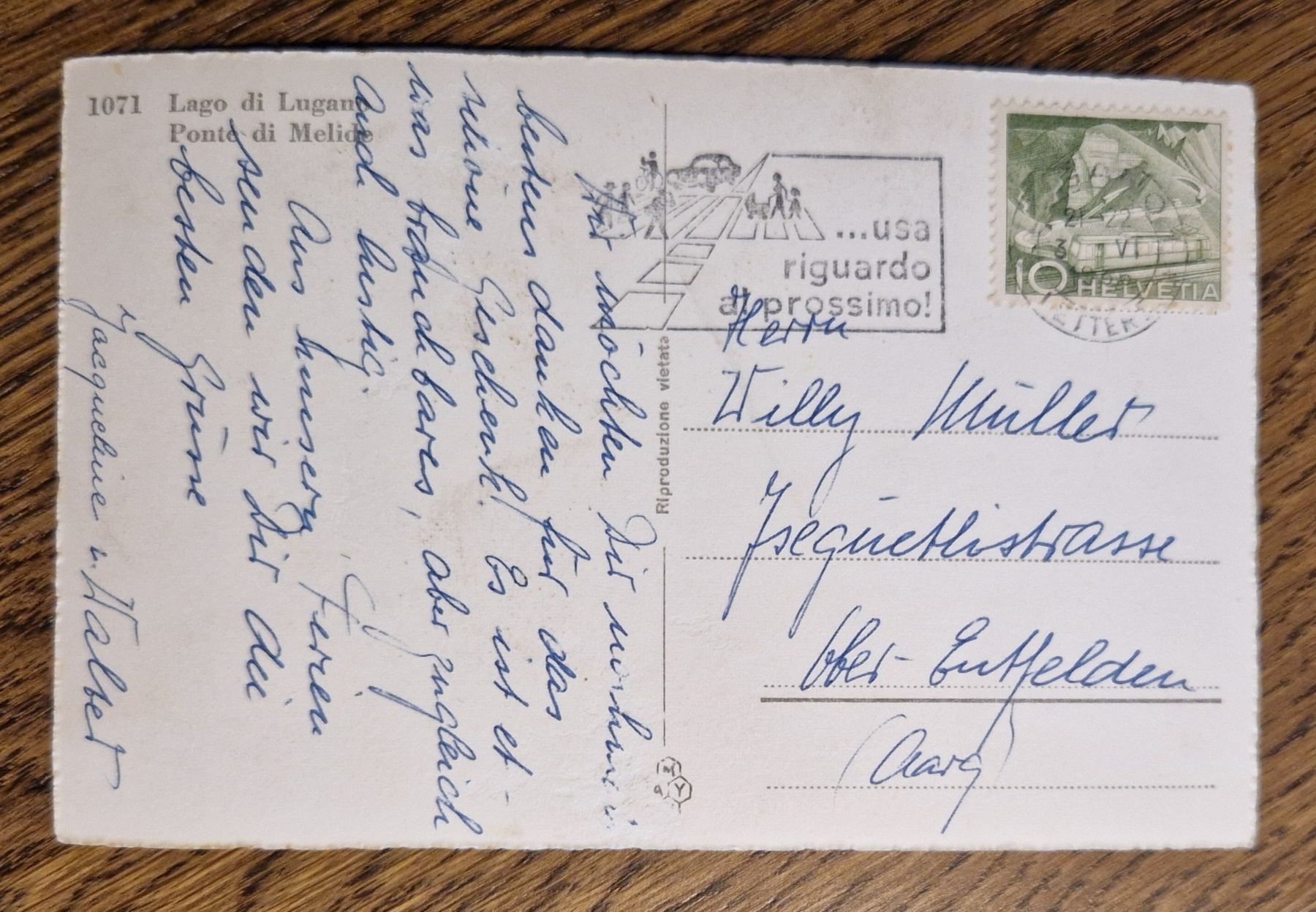 Cartoline postali: Ponte di Melide 1956 – Usato da Ebikon venduto da Donar50 1