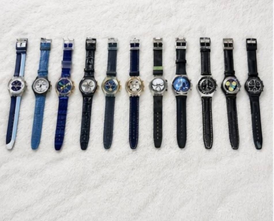 Orologi: Swatch Blau Schwarz Set + Collector Box – Usato da Uster venduto da barkingarky01 1