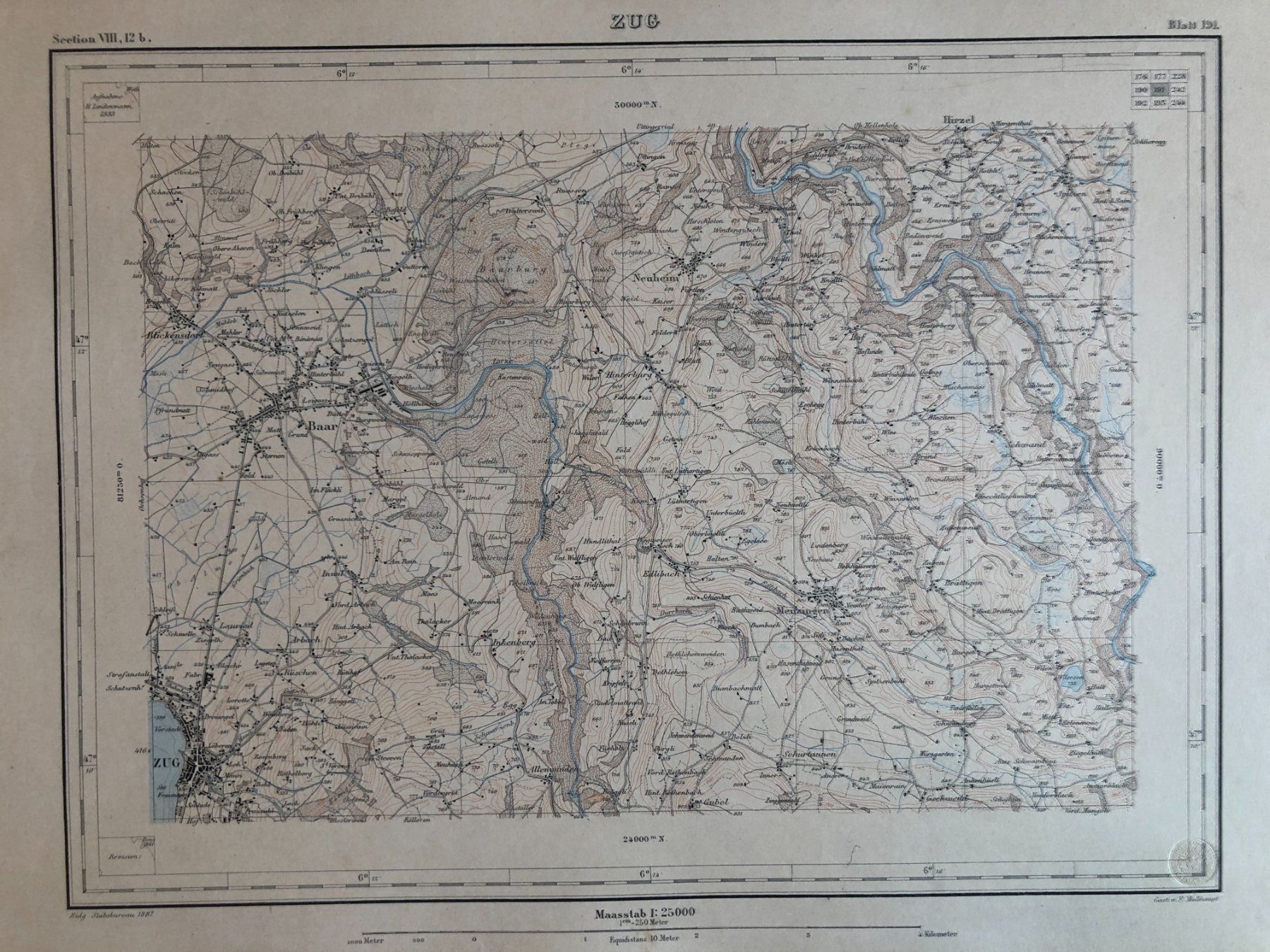 Landkarten & Atlanten: Siegfriedatlas Bl. 191: Zug 1887 – Gebraucht aus Zürich von allp 1