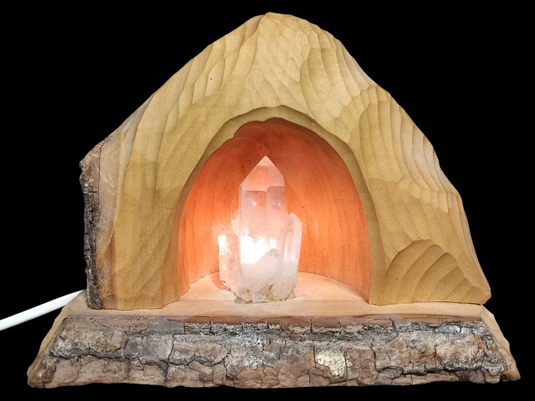 Lampen: Holzlampe mit Kristall – Gebraucht aus Hünenberg von Restwert_Zug