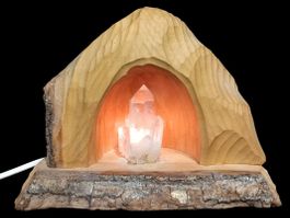 Holzlampe mit Kristall