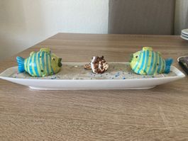 Deko-Set Fische mit Muschel und Sand gebraucht guter Zustand