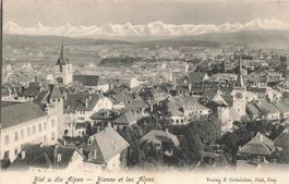 Biel BE Stadtpanorama und Alpen