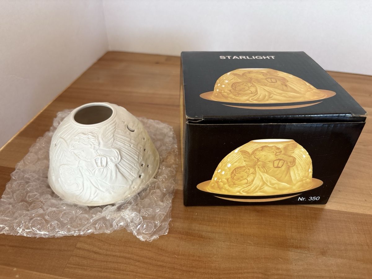 Portacandele: Windlicht mit Engel Motiv aus Keramik – Nuovo e nell'imballaggio originale da Rümlang venduto da euqinom16