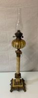 Antike Petroleumlampe mit Standfuss, Marmor/Metall!
