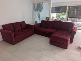 Sofa set burgundy 2-seater and corner sofa very comfortable.