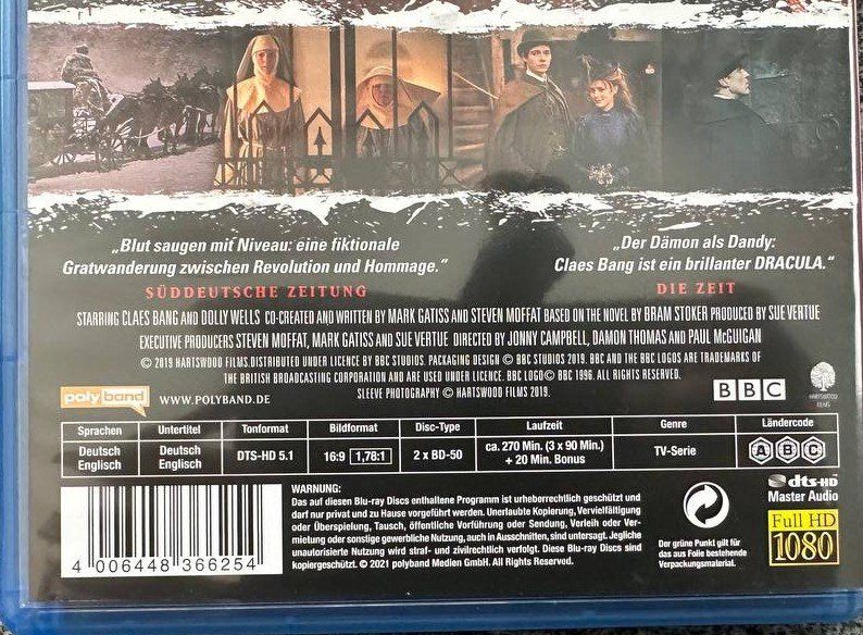 Tutti i DVDs: Dracula BBC Miniserie Blu-ray Disc Top Zustand – Usato da Beringen venduto da Mantafisch1 2