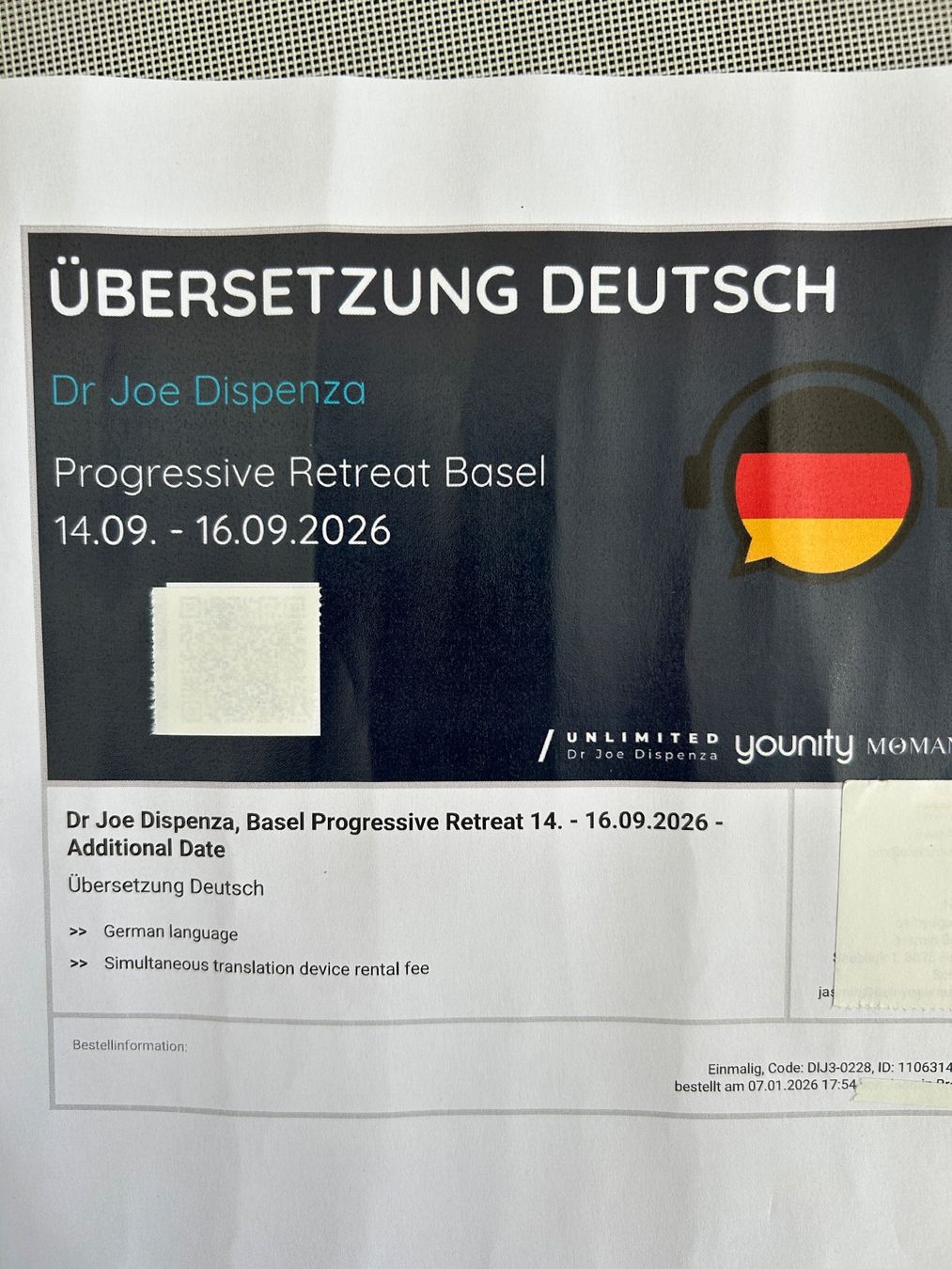 Billets: Dr Joe Dispenza, Basel – Neuf (Voir description) à Flumserberg Portel par meg_d5m9