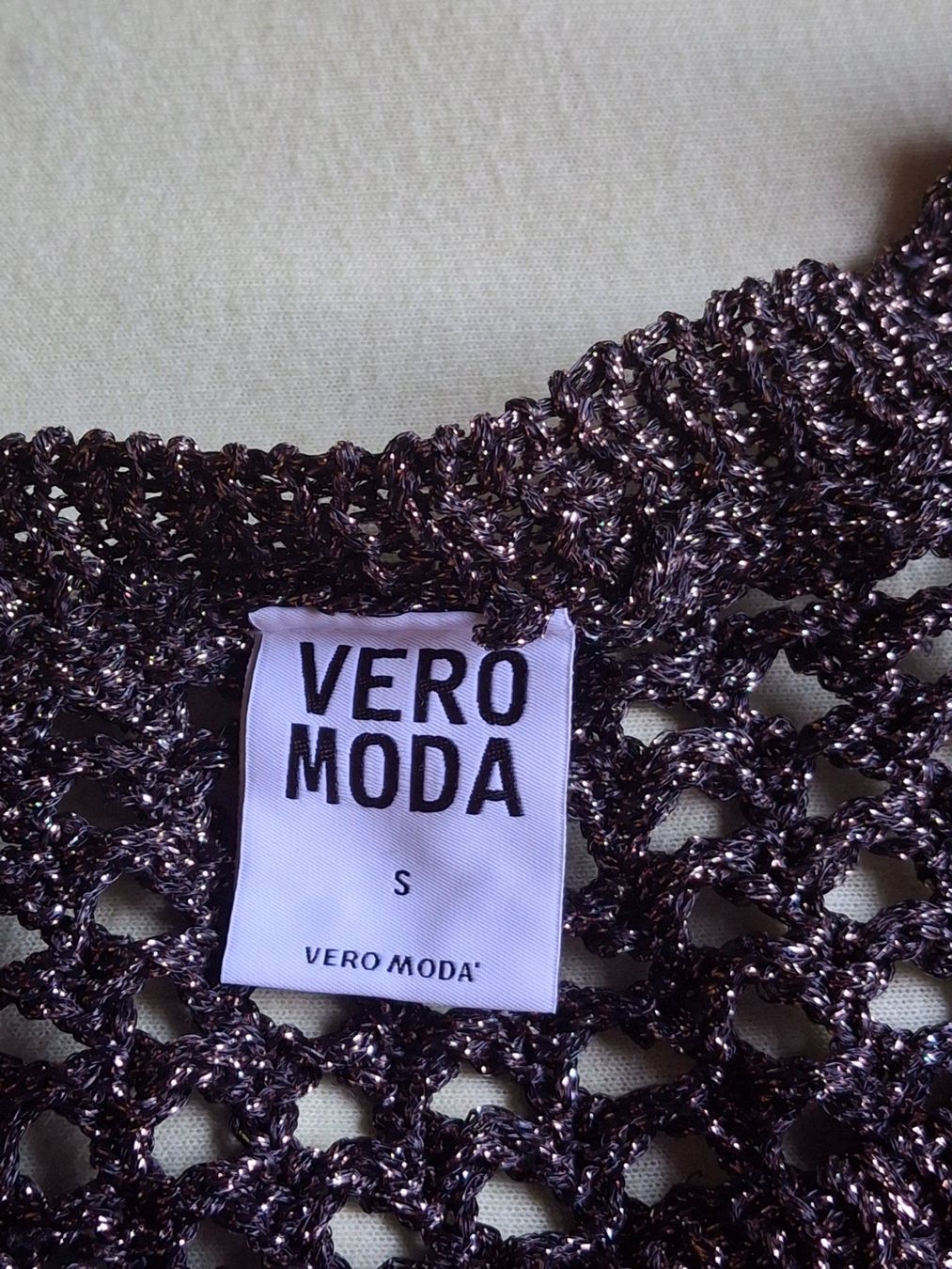 Maglioni & Felpe: Pull marron reflets cuivrés, ajouré S marque Vero Moda – Usato da Villiers venduto da san_jn5w 1