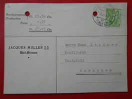 Vollstempel + Dokument 1944 BIEL/ GRENCHEN