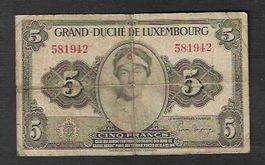 Luxembourg  5  Francs  Gebraucht