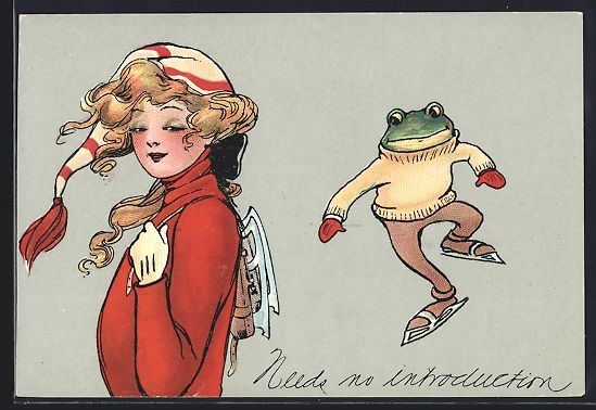 Cartes postales: Frosch im Rollkragenpullover beim Schlit – D'occasion à Berlin par bartko-reher