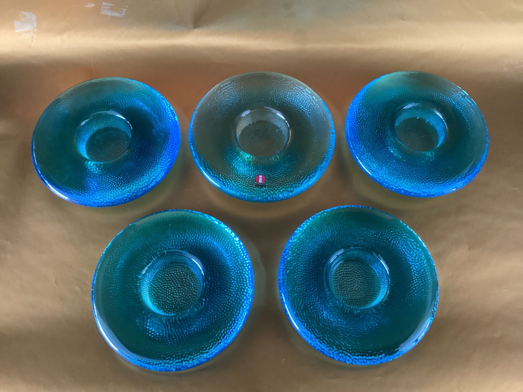 Iittala Portacandele: Iittala / 5 Windlichter blau / Diskus – Usato da Beinwil am See venduto da kae_gh7c