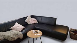 Schwarzes Leder Eck Sofa 