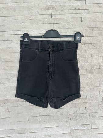 Schwarze Denim Shorts, High Waist, Grösse 38