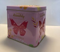 Kambly Rosa Blechdose mit Schmetterlingen