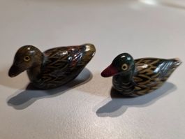2 kleine Holz Enten 5cm Dekoration Sammler Figuren