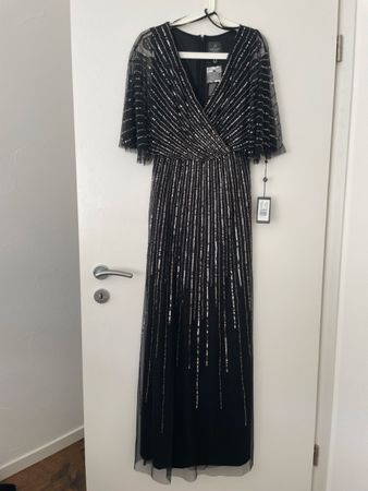 Adrianna Papell Black Sequin Evening Gown - New w/ Tags -