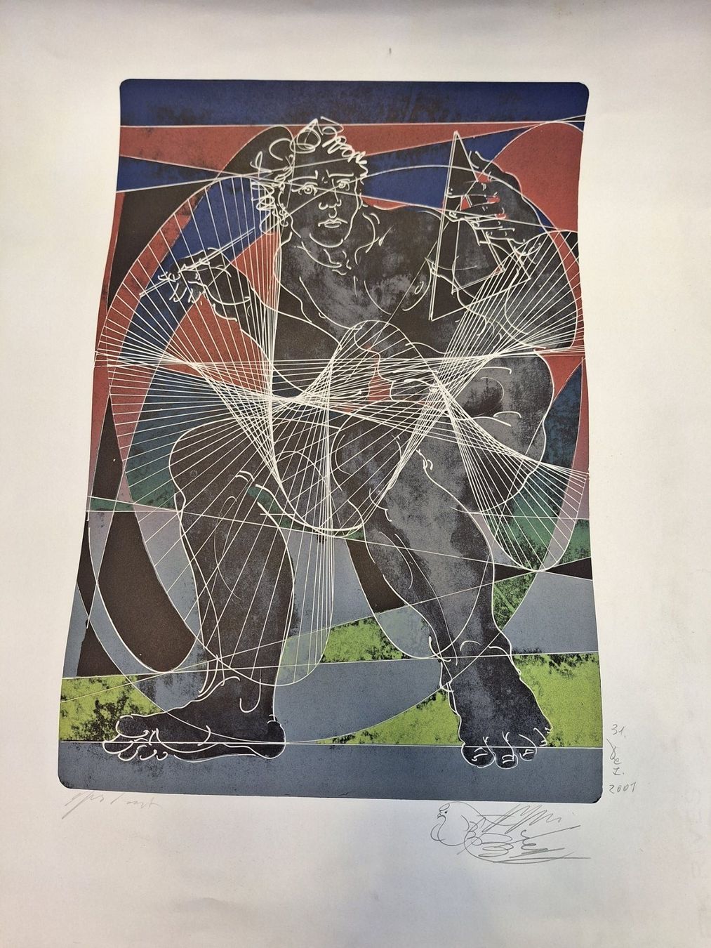 Grafiken & Lithographien: Hans Erni Lithographie "Kybernetes" – Gebraucht aus Unterägeri von Altgoldschmuck