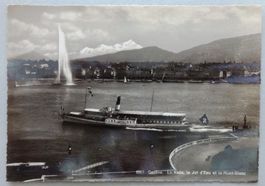 Genève. La Rade , le Jet d'Eau et le Mont-Blanc