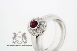 Vintage Rubin Brillant Ring in 18K Weiss Gold *S1911
