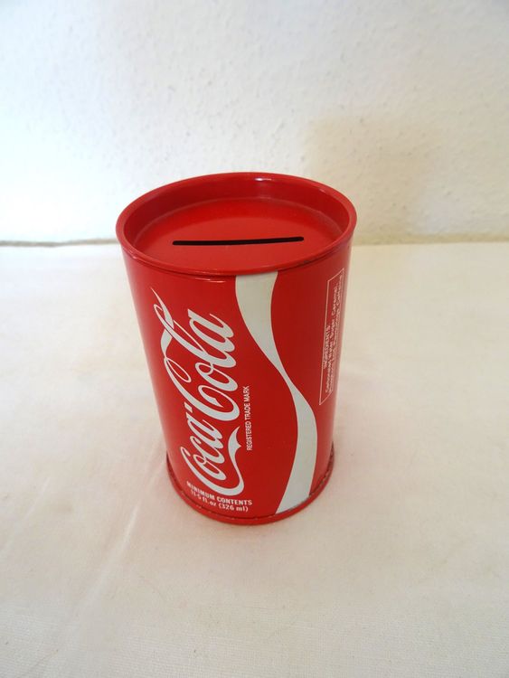 Coca Cola Spardose Aus Blech Mit Strohhalmhalter – Wiederverwendbar, Rot, 23 X 8 Cm