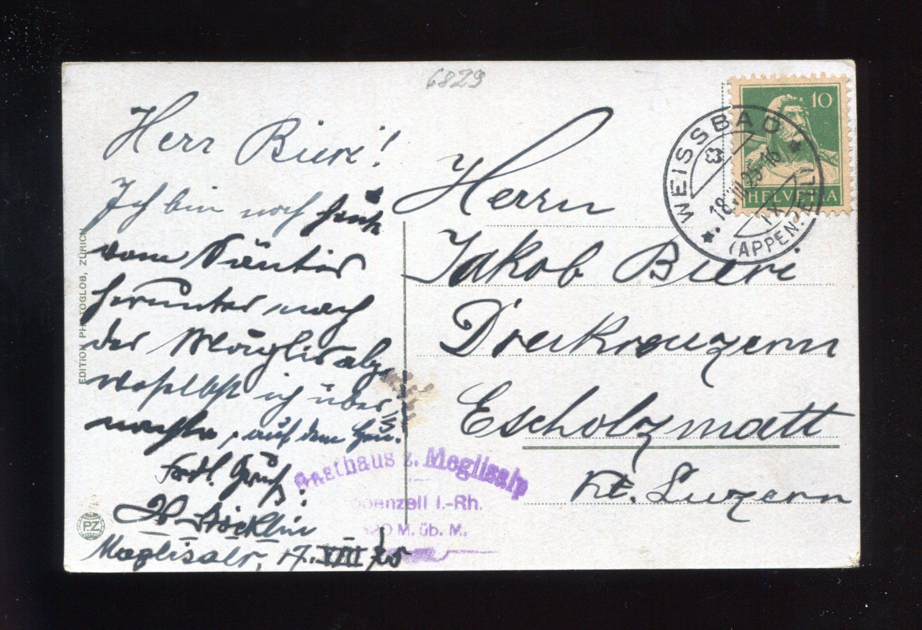 Cartoline postali: Meglisalp – Usato da Aarau venduto da Elmaar41 1