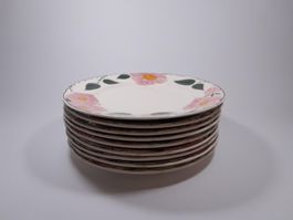 9 Villeory Boch Porzellan Speiseteller - Serie Wild Rose