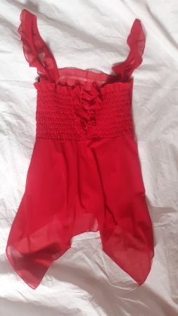 Red mesh babydoll lingerie top s made in spain