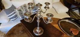Silber Kerzenständer 5-armig, 32cm hoch, Vintage