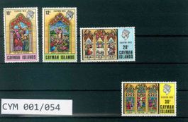 KAIMAN INSELN 4 BRIEFMARKEN KIRCHENFENSTER / OSTERN