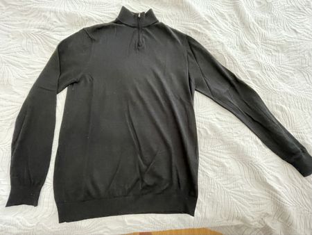 Zara Man Black Half-Zip Jumper, Size L - Autumn Essential!