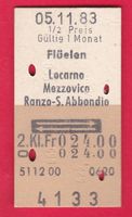 KARTON BILLETT, FLÜELEN - RANZO-S.ABBONDIO, 2.KLASSE, RETOUR