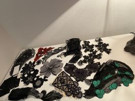 Schwarze Spitzen-Applikationen & Borten-Set
