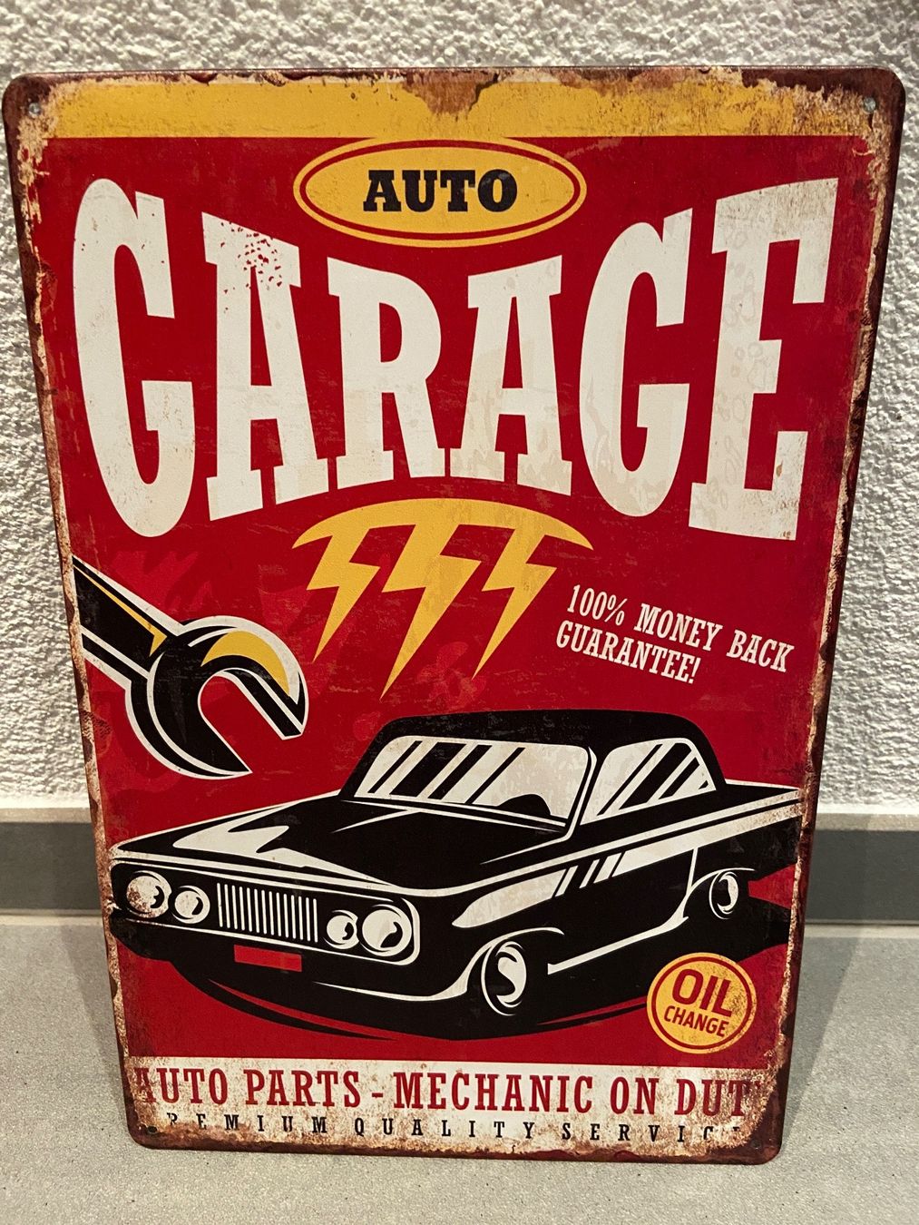 Schilder: SCHILD Vintage Blechschild GARAGE AUTO NEU – Neu und originalverpackt aus Seon von Aaargauer01