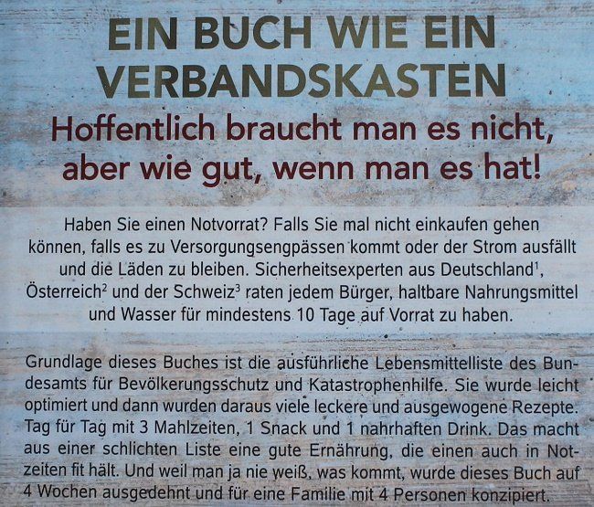 Libri: Kochbuch für Notfall & Krise – Nuovo (secondo la descrizione) da Schlatt TG venduto da annesbuecher 1