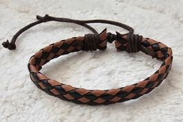 Geflochtenes Armband Leder braun schwarz verstellbar