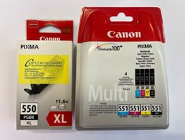 5 Stk. Original Canon PGI-550PGBKXL & CLI-551 Patronen