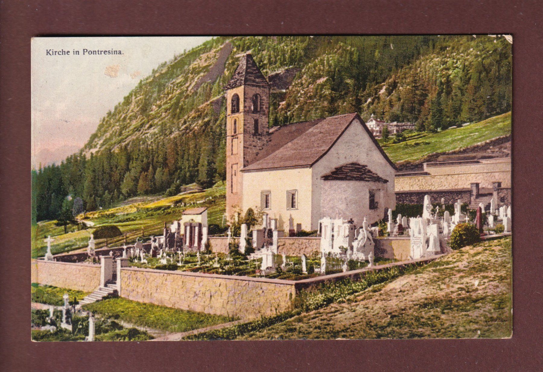 Cartoline postali: Kirche in PONTRESINA – Usato da Pully venduto da nicecards