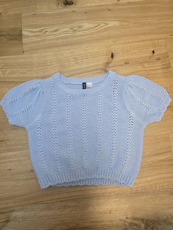 Pull court Divided bleu maille ajourée taille S