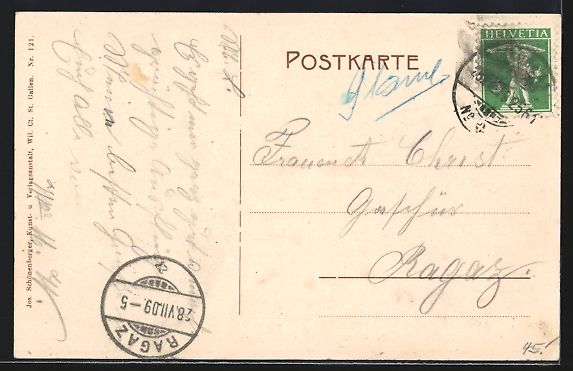 Cartoline postali: AK Flawil, Blick über die Dächer, 1909 – Usato da Berlin venduto da bartko-reher 1