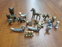 18 x Mini Tierfiguren Set Messing und Metall im Konvolut