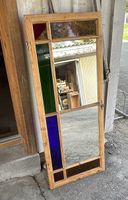 Spiegelfenster mit altem farbigen Glas ein Unikat.