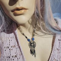 Anhänger  Traumfänger mit Kette Vintage, Indianer ,blau