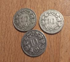 3x Schweiz 10 Rappen 1897 1906 1919 Silbermünzen