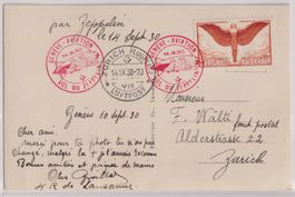 Karte ZEPPELIN-Flug 1930 Genf