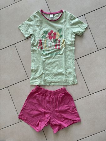 Sommer Pijama grün pink Grösse 146/152